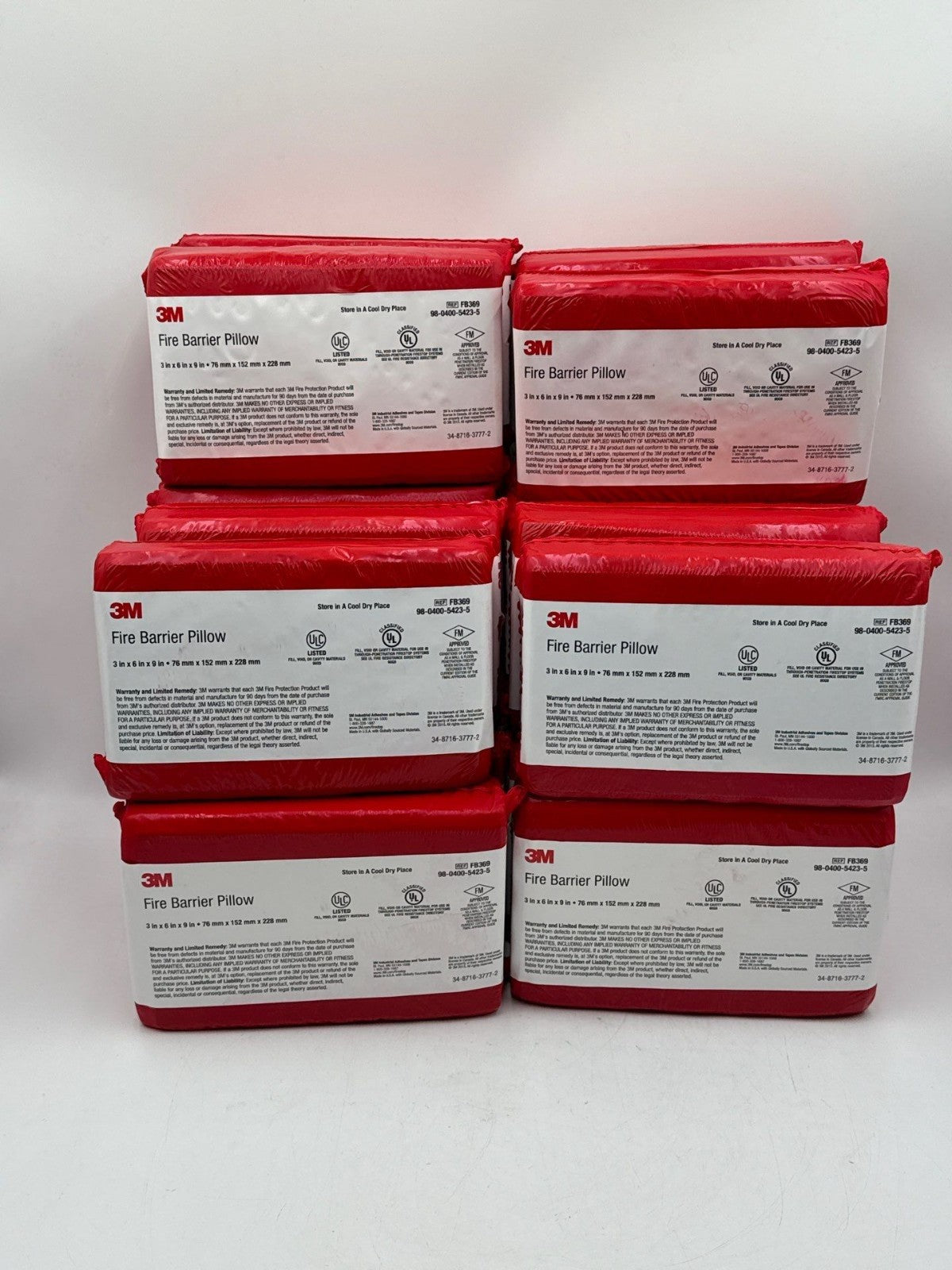 20PC Lot 3M FB 369 Fire Barrier Self-Locking Pillow 3" x 6" x 9" FB-369 20 Piece New