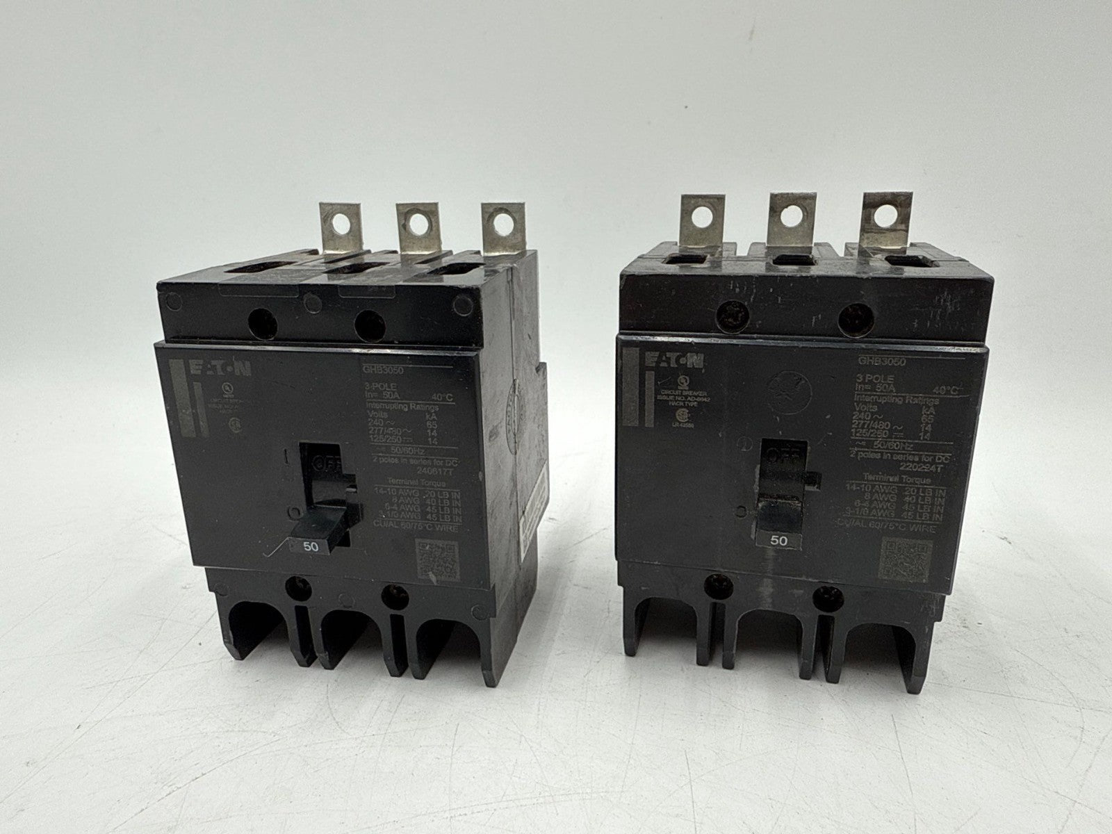 Eaton GHB3050 Circuit Breaker 50A 3P 480/277V 3PH GHB 50 Amp 3 Pole Bolt On