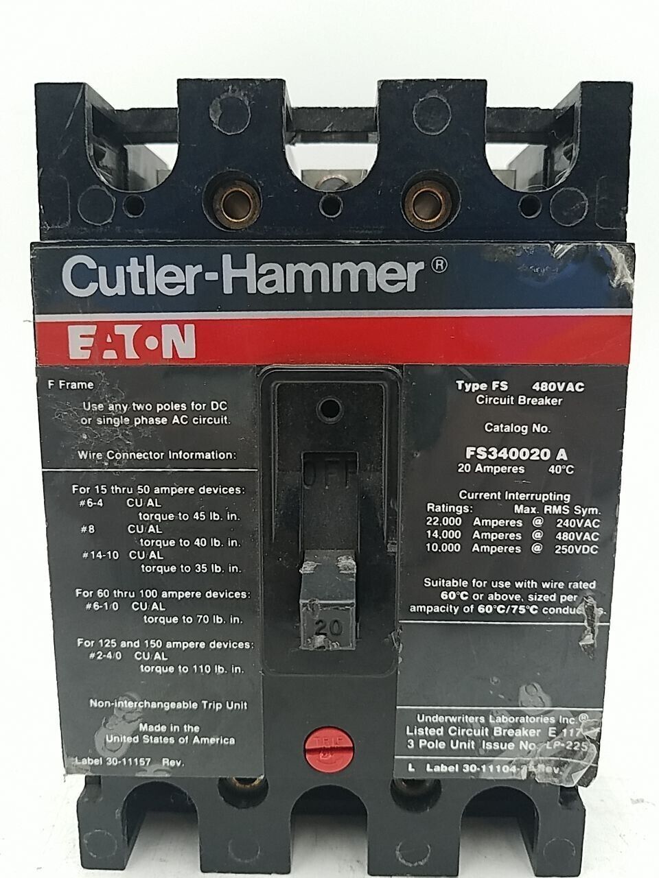 Cutler-Hammer FS340020A Used