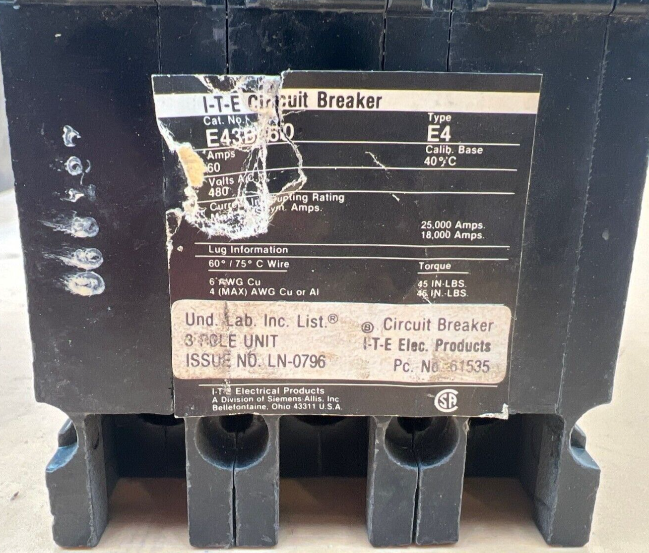 Siemens E43B060 Used