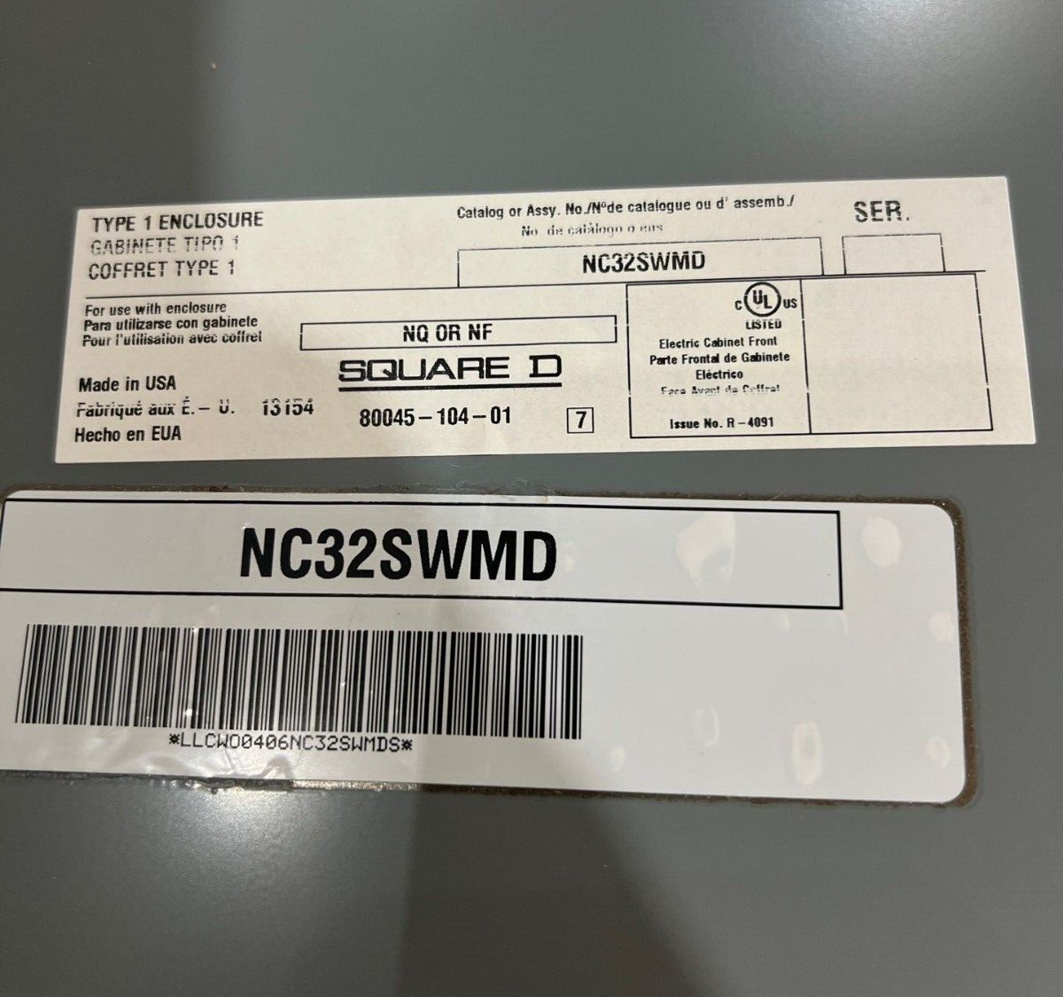 Square D NQ Panelboard 100A 208Y/120V 3PH 4W 30 Circuit Indoor Encl MLO MH32BE P614 Used