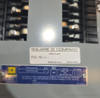 Square D NQOD430L400 Panelboard 400 Amp 208/120V 30 Cir 3PH MLO Panel 400A 3PH Used