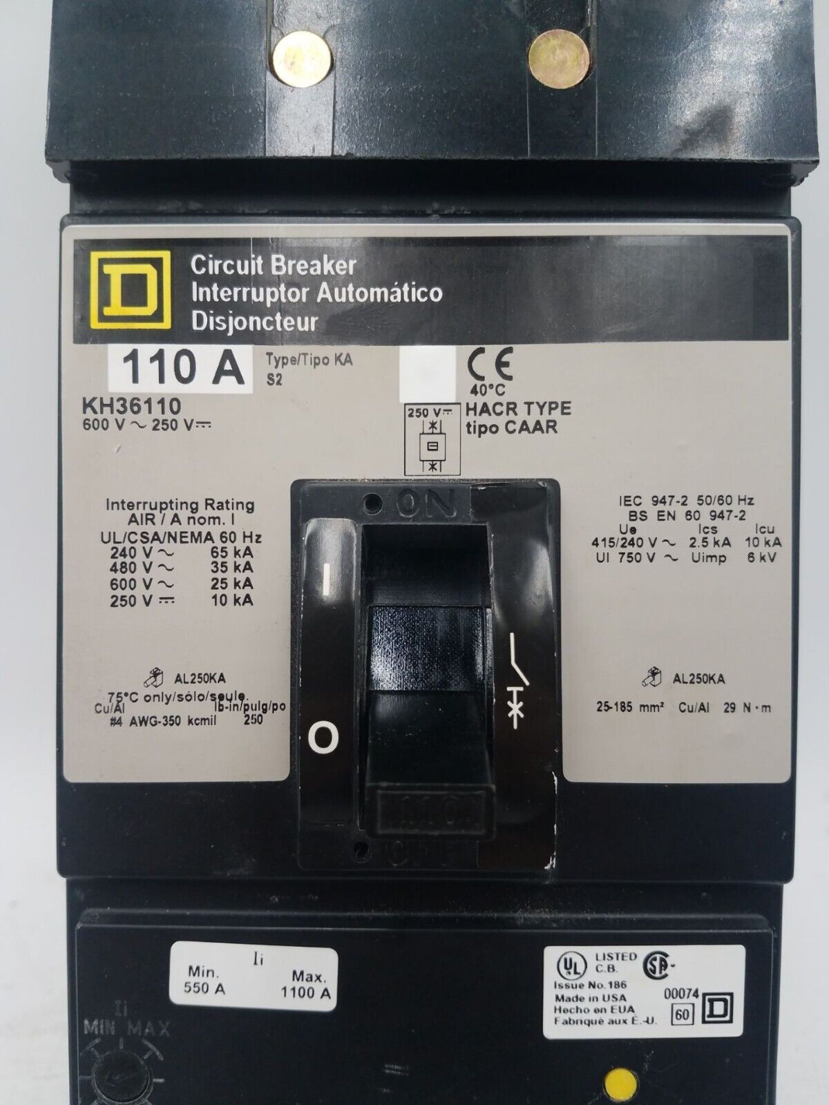 Square D KH36110 Used