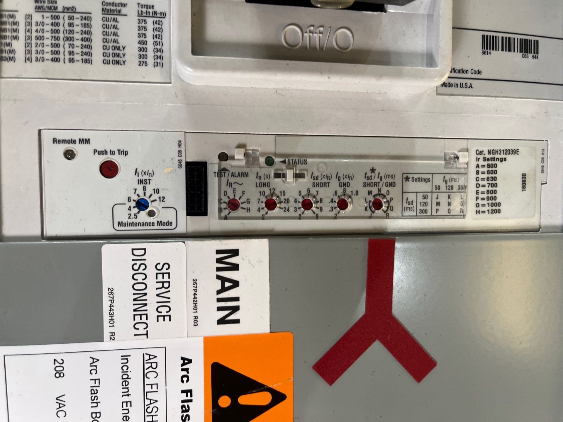 Eaton PRLC Switchboard 1200A 208/120V 3PH 4W NGH312039E LSIG Maintenance Mode Used
