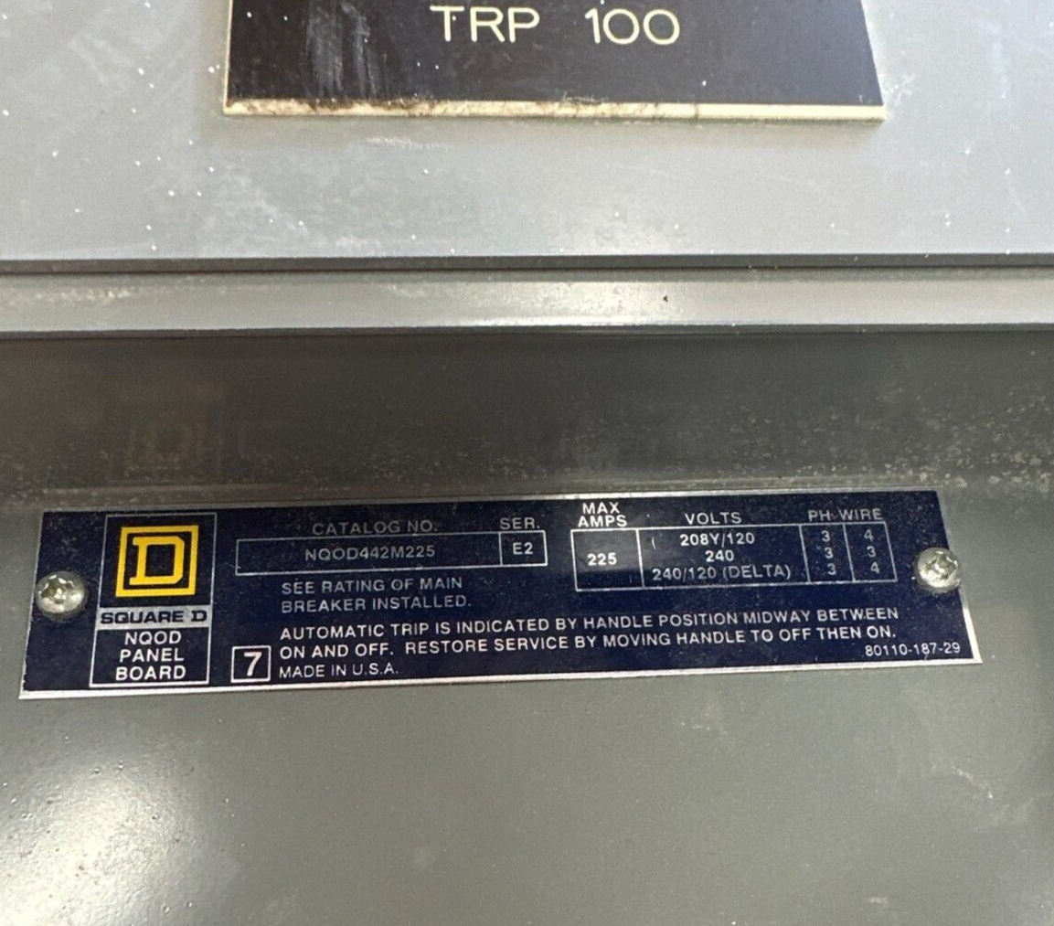 Square D NQOD442M225 Panelboard 225A 208Y/120V 3PH 42Cir 4W Indoor MCB Q2L3150 P342 Used