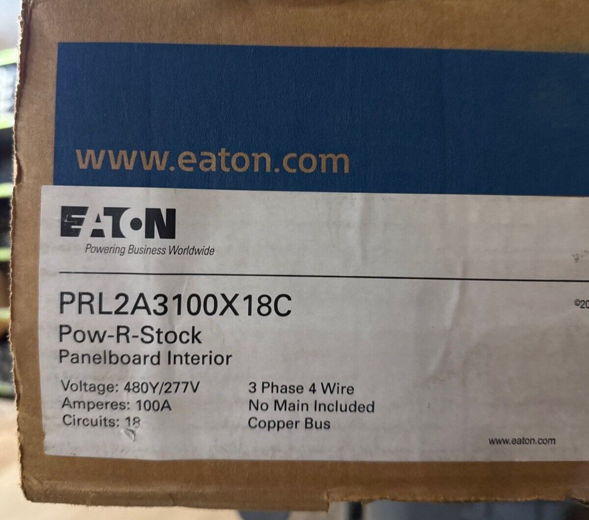 Eaton PRL2A3100X18C Panelboard Interior 100A 480/277V 3PH 18 Circuit PRL2A New