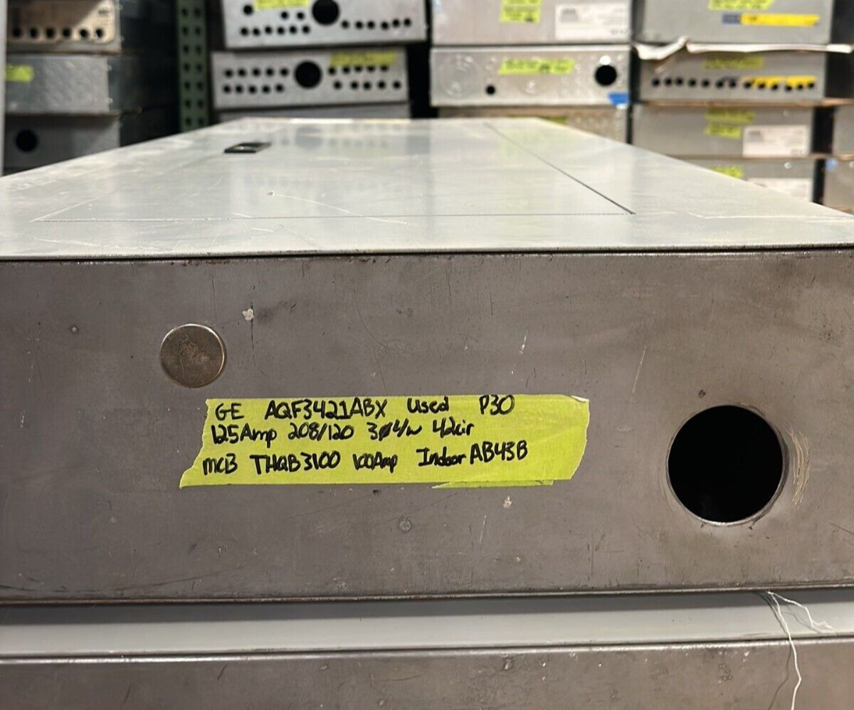 GE AQF3421ABX Panelboard 125A 208Y/120V 3PH 42 CIR Indoor Main THQB32100 MCB P030 Used