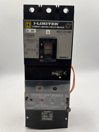 Square D FIF36060G Circuit Breaker 60A 600V 3P 60 Amp Ground Fault GFM100FI Used