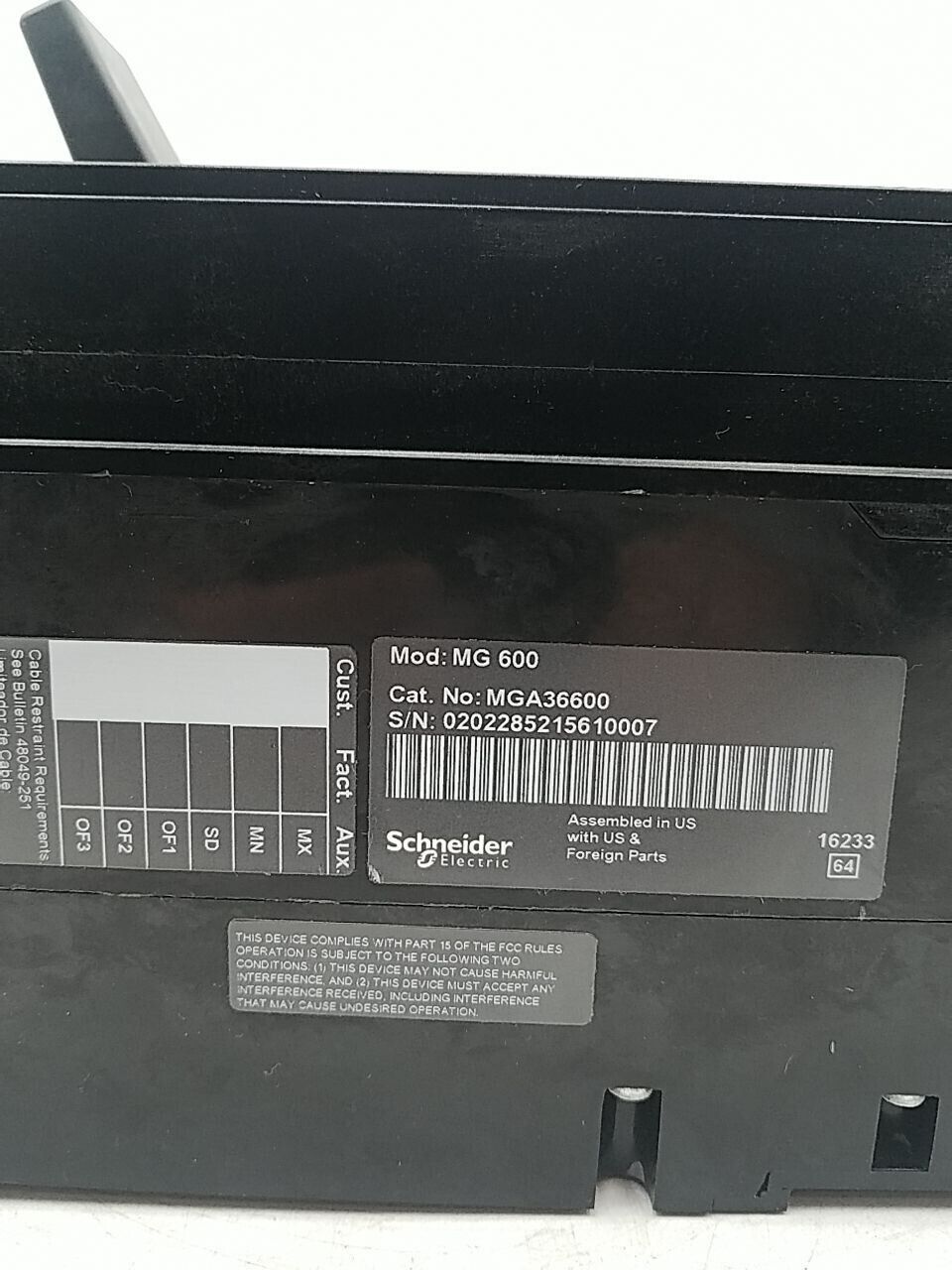 Square D MGA36600 New