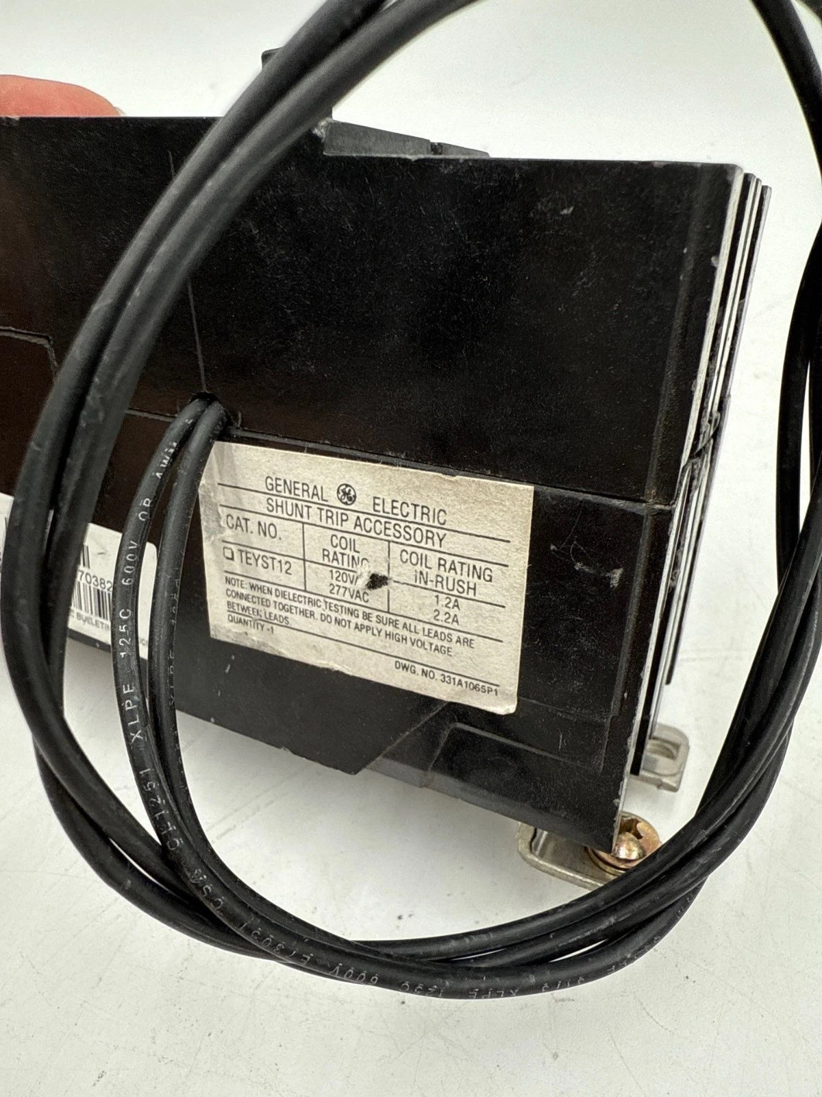 GE TEY220ST12 Circuit Breaker 20A 2P 480/277V TEY 20 Amp 2 Pole Shunt Trip 120V Used