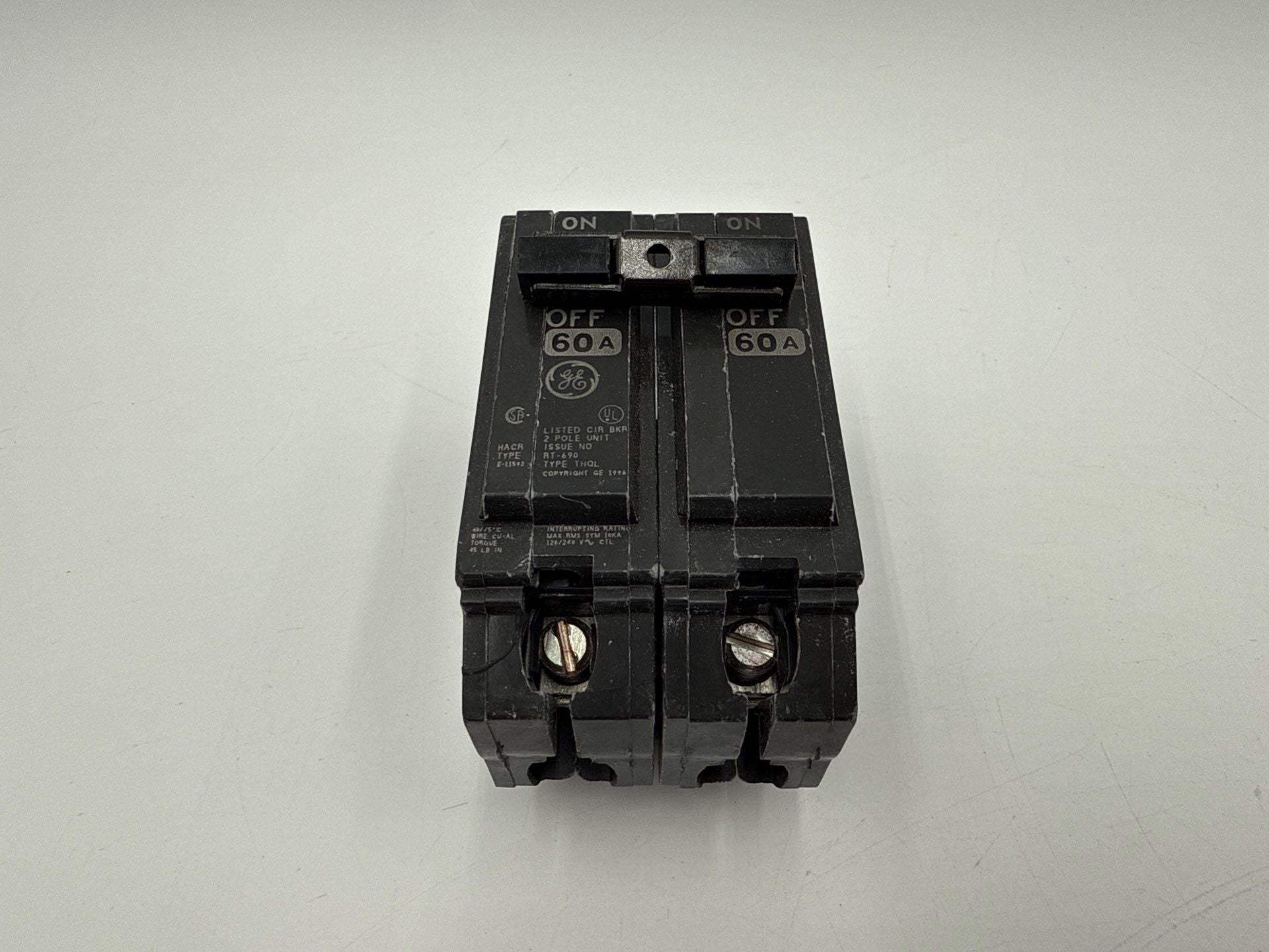 GE THQL2160 Plug On Circuit Breaker 60A 2P 120/240V THQL 60 Amp 2 Pole Used