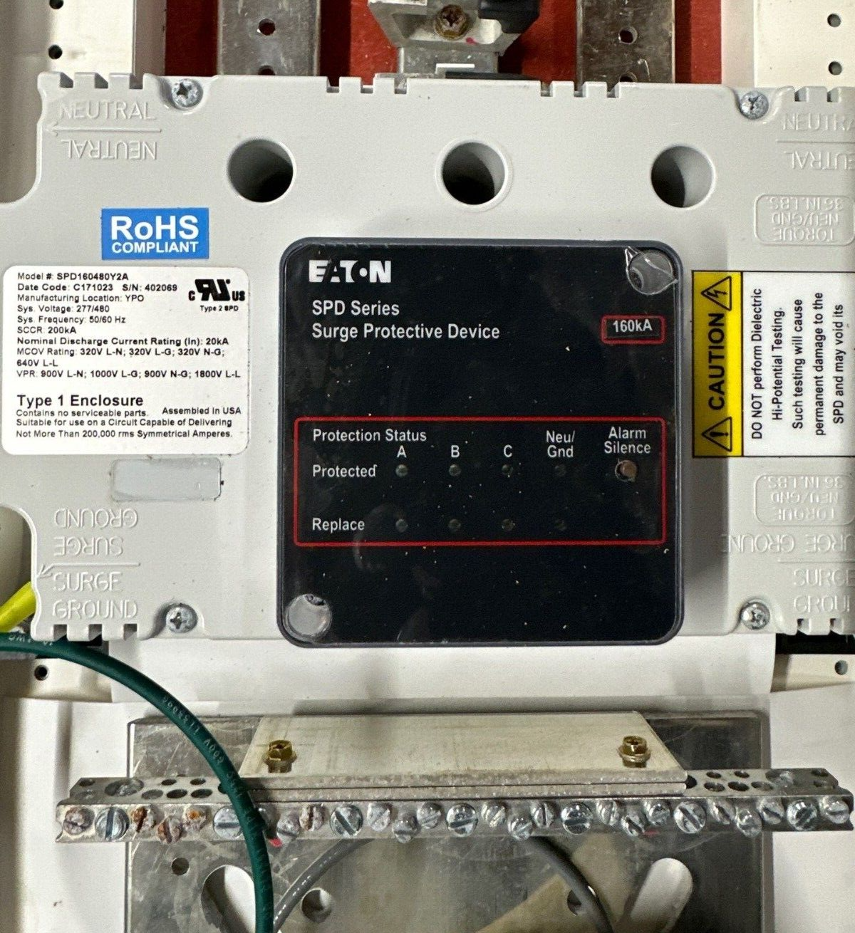 Eaton PRL3A Panelboard 400A 480Y/277V 3PH 4W 3R Outdoor Encl MLO 18 Cir Main Lug P281 Used