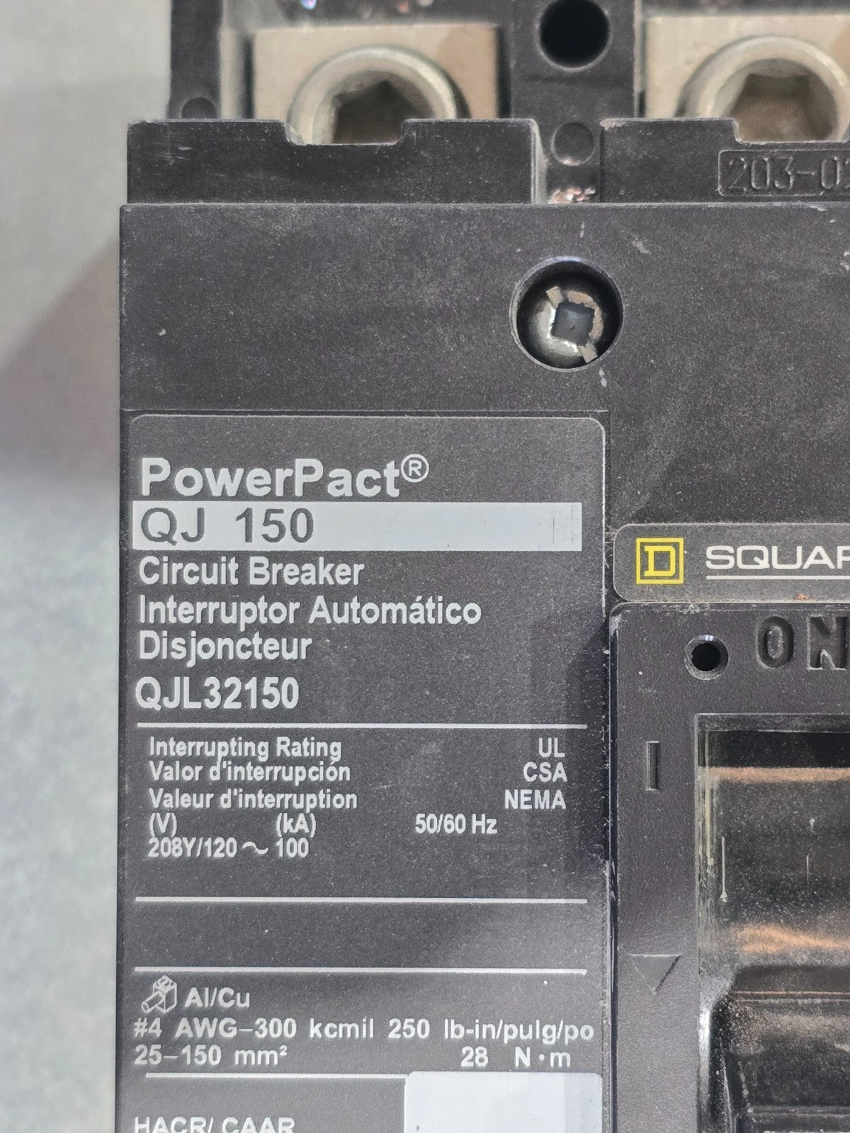 Square D NQ442L2C Panelboard 225A 240V 3PH 4W 42 Cir MCB Panel QJL32150 150 Amp Used