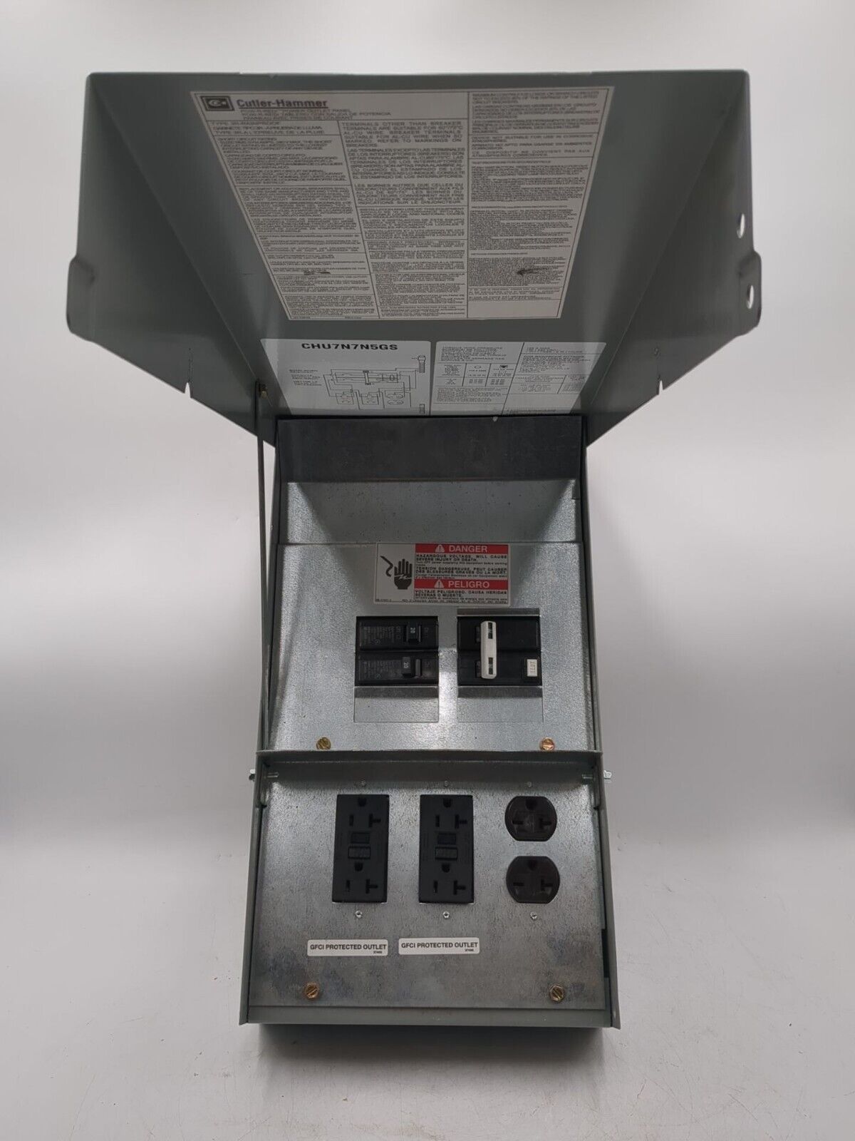 Eaton CHU7N7N5GS 125A Type 3R 120/240VAC Pedestal Mount Power Outlet Panel New