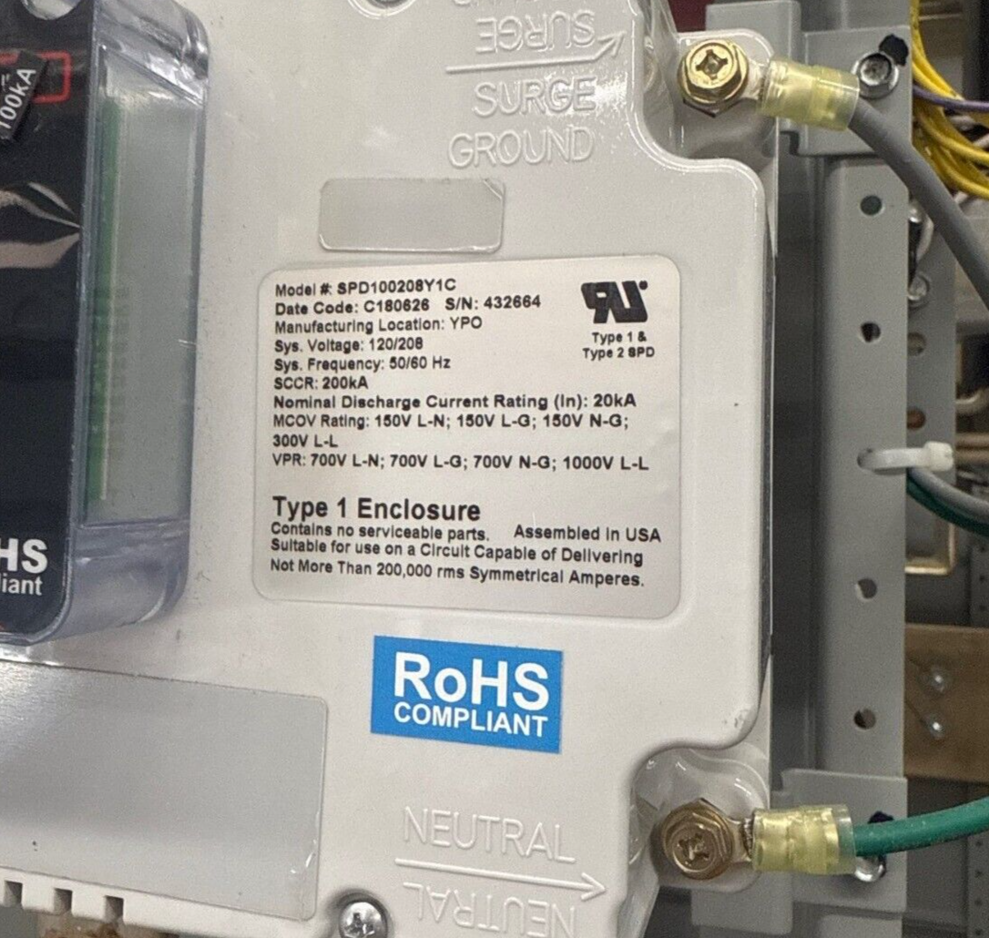 Eaton PRL-C Switchboard 1200A 208/120V 3PH Main Breaker GFI Arc Flash Reduction Used