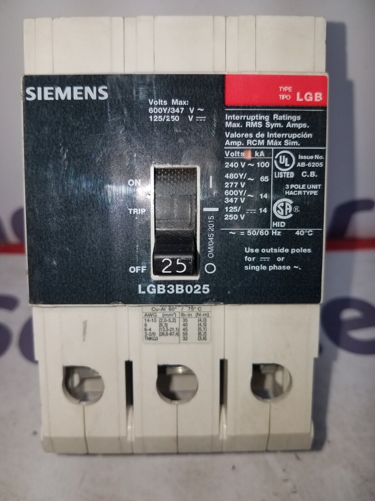 Siemens LGB3B025 Used