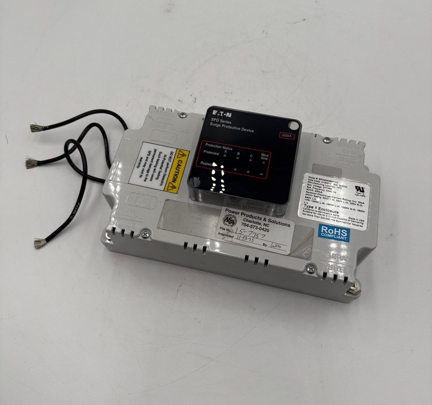 Eaton SPD200480Y1C Surge Protective Device 200kA 277/480V WYE 4W+G Used
