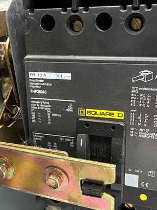 Square D Model 6 12" 40A Feeder MCC Bucket FHP36040 40 Amp Breaker Used