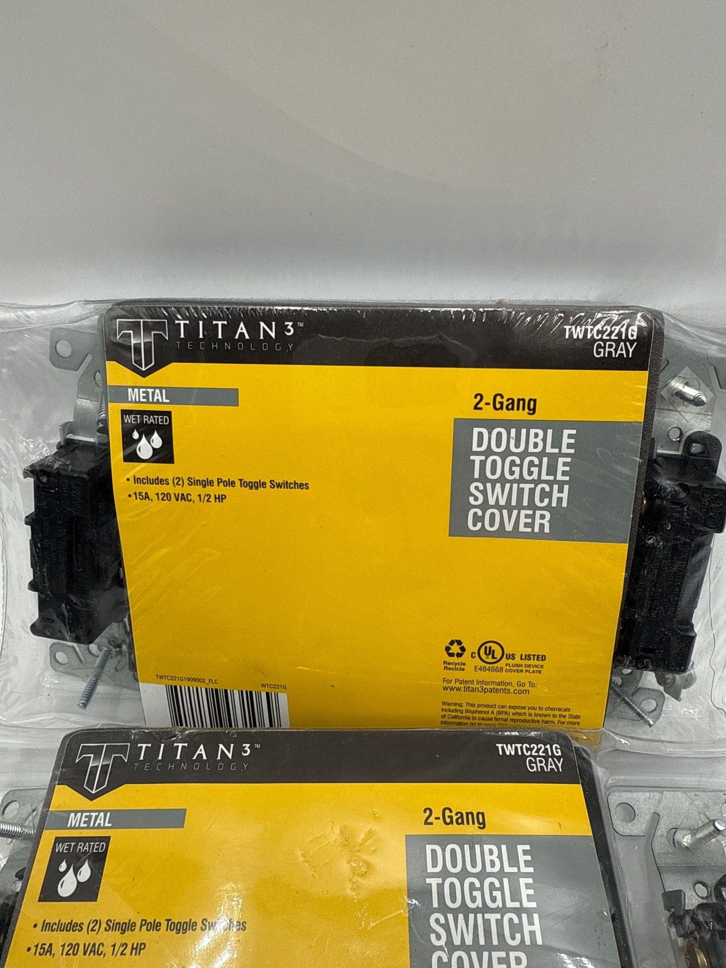 Titan TWTC221G 2 Gang Double Toggle Switch Cover 15A 120V 1/2HP New