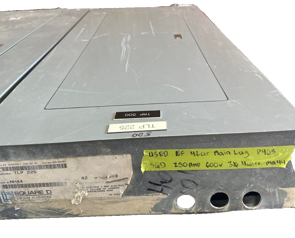 Square D NF Panelboard 250A 600Y/347V 240V 3PH 4W 42 Circuit Box MH44 250 Amp P408 Used
