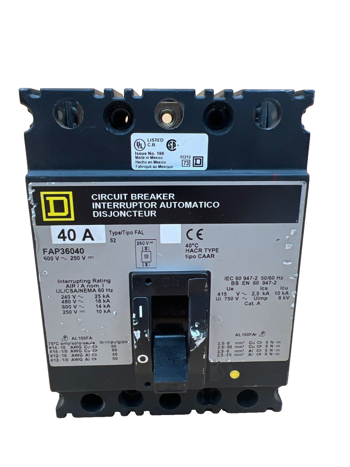 Square D FAP36040 Used