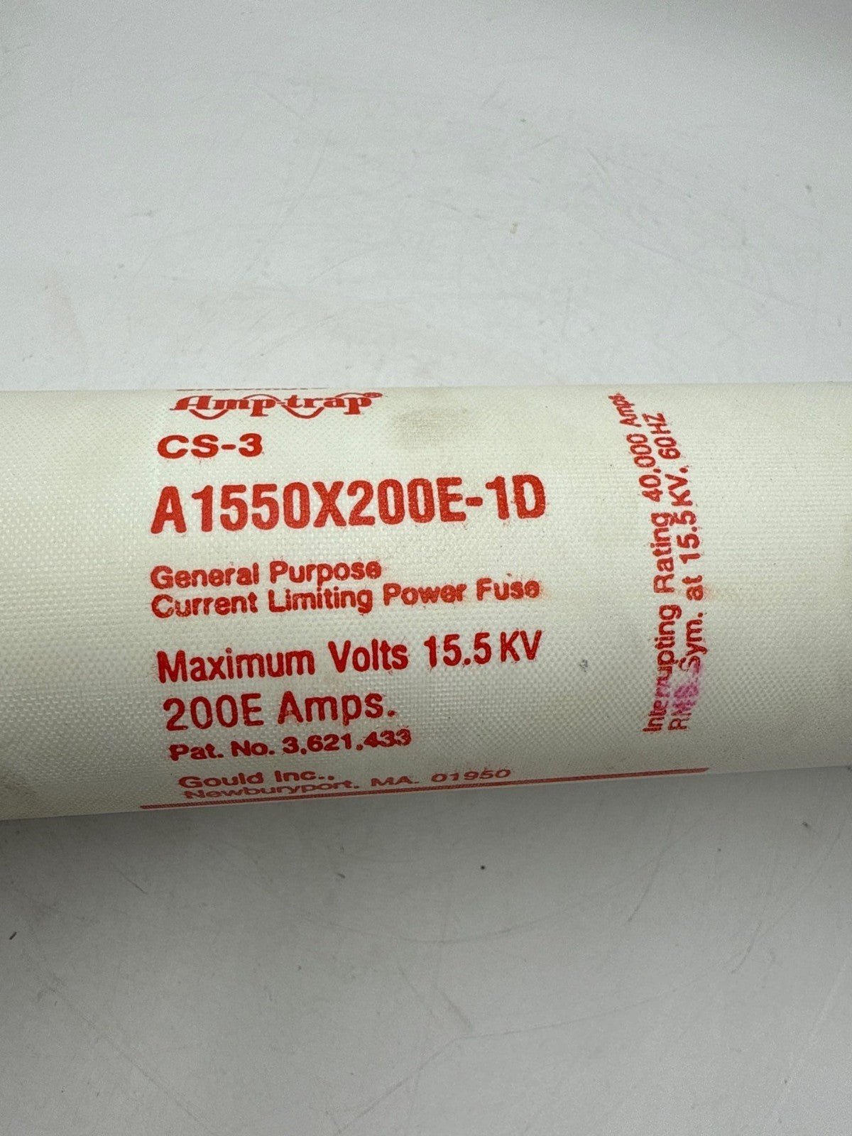 Gould A1550X200E-1D Current Limiting Power Fuse 200E Amps 15.5kV AmpTrap New