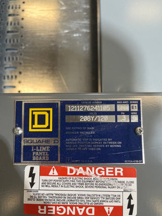 Square D I-Line Panelboard 1000A 208/120V 3PH 4W MCB Panel 1000 Amp 66 Cir Used