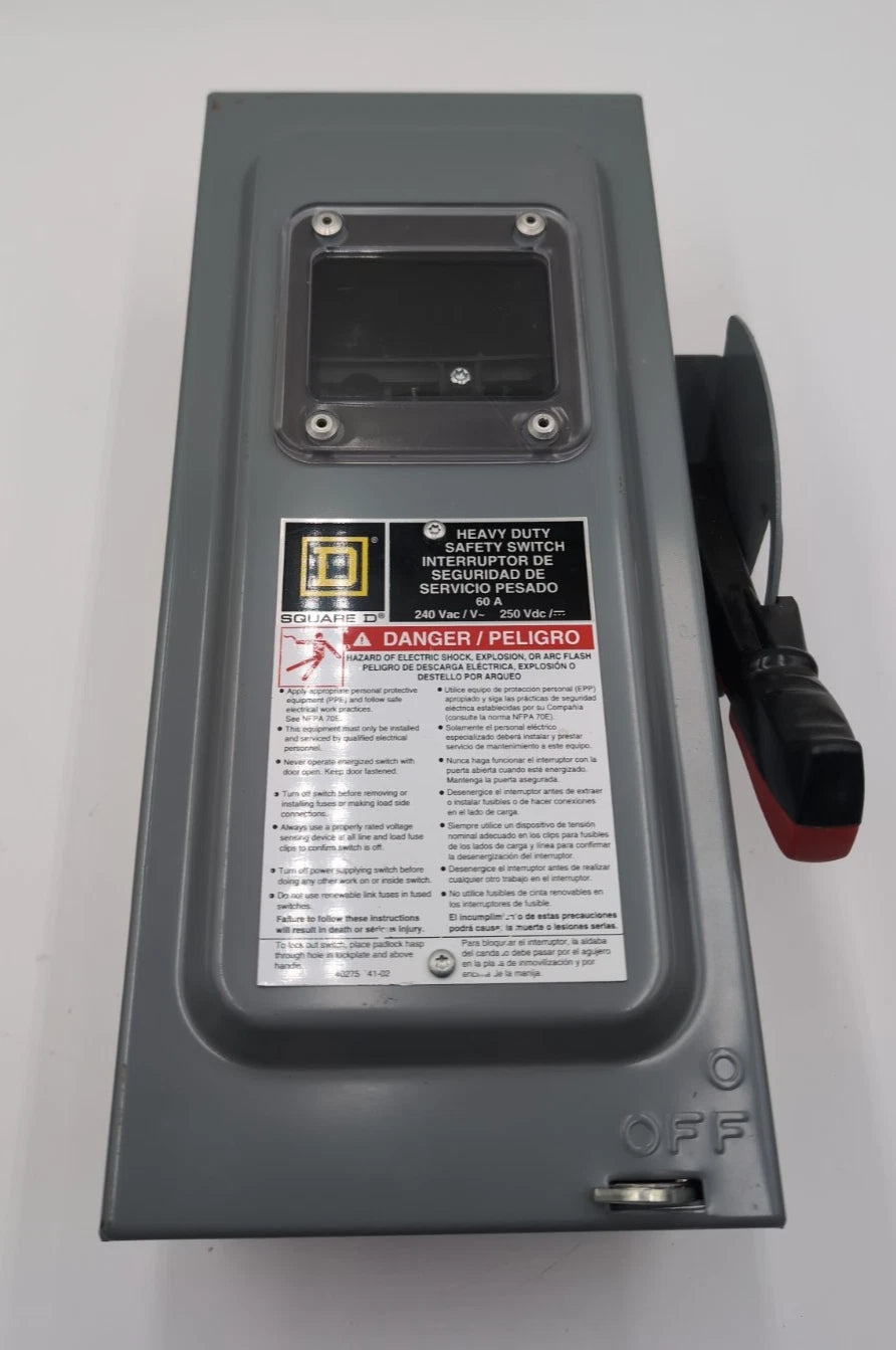 Square D H322N 60 Amp 240 V Heavy Duty Safety Switch 60A 3P 240V W/ Window NEW New