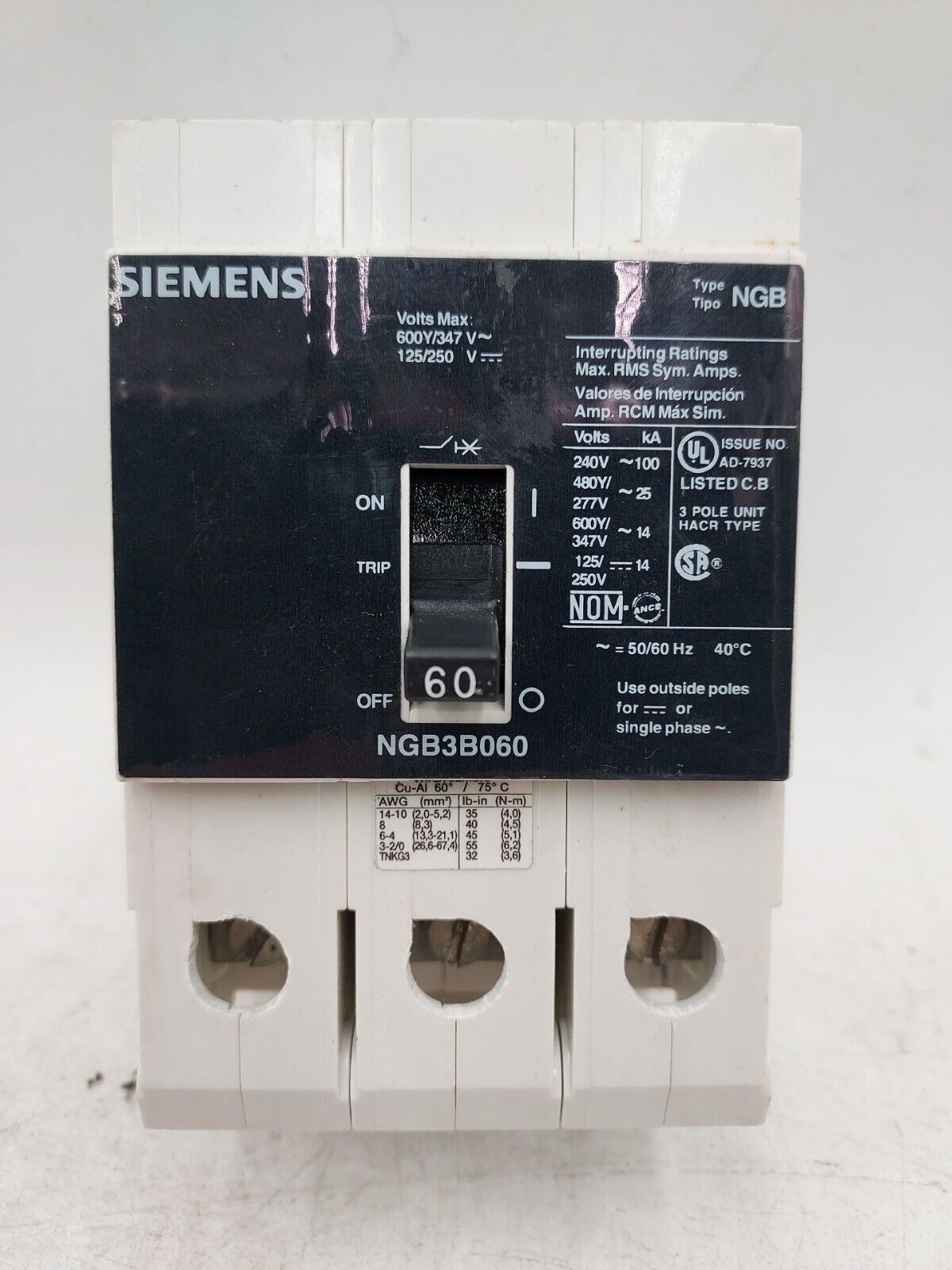 Siemens NGB3B060 Used