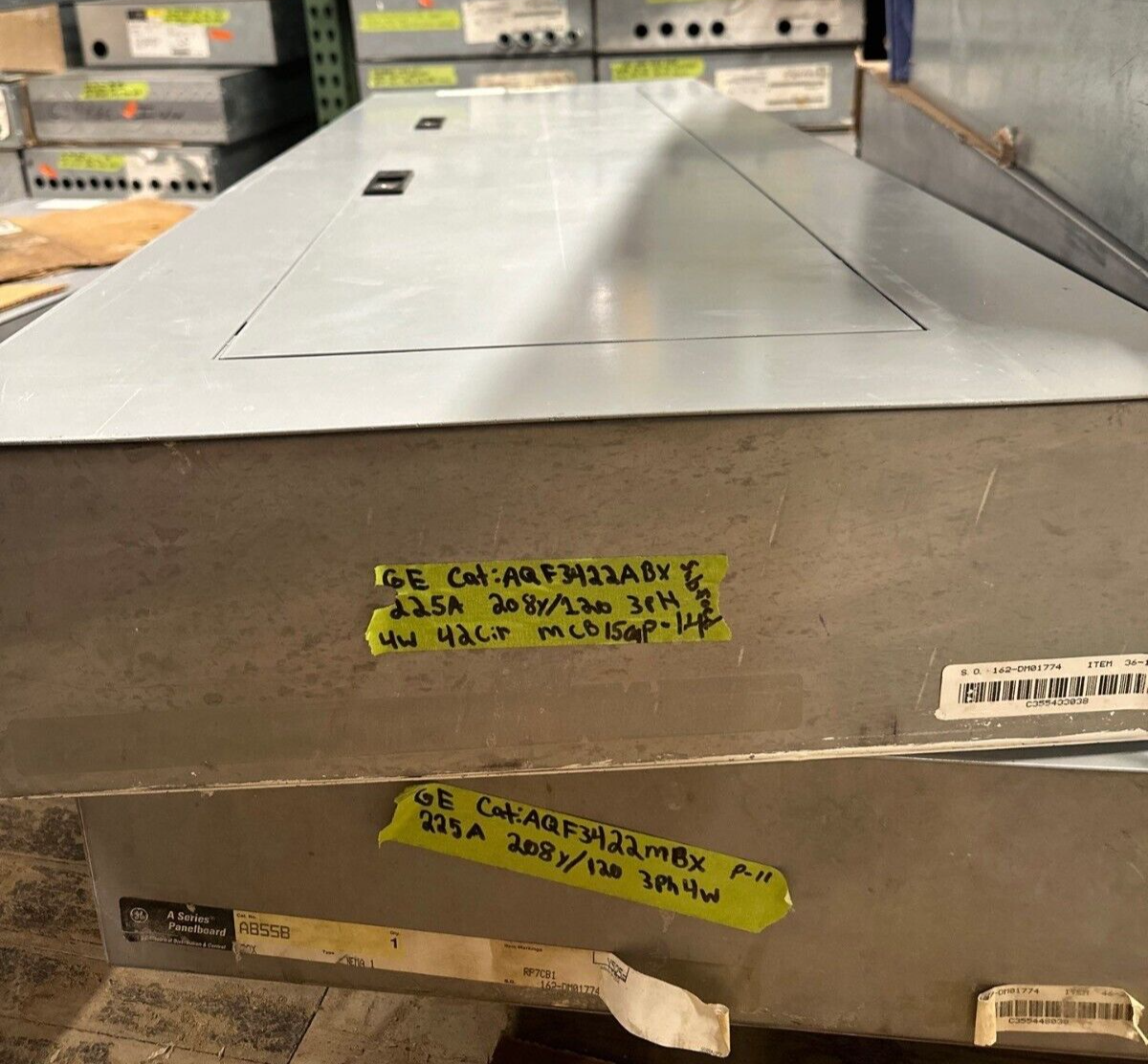 GE AQF3422ABX Panelboard 225A 208Y/120V 3PH 4W Indoor Encl MCB 42 Cir TQD32150 P014 Used
