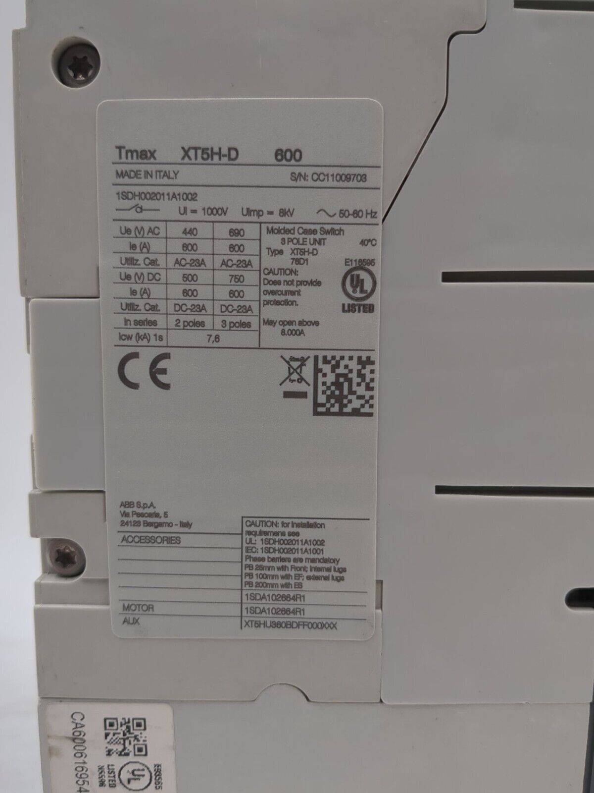 ABB XT5HU360BDFF000XXX New