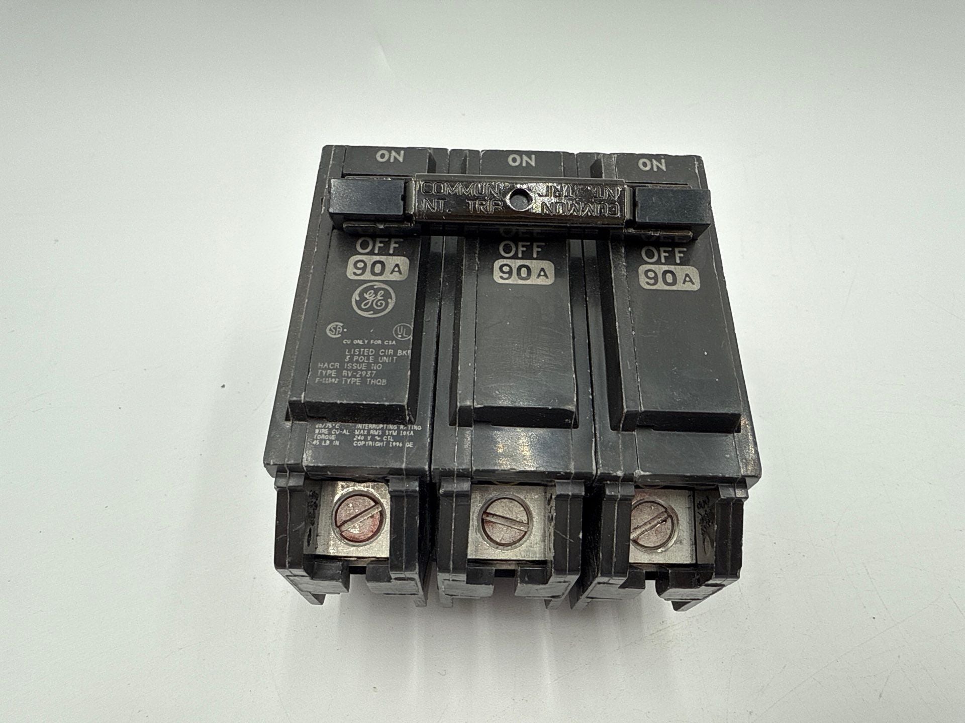 GE THQB32090 Circuit Breaker 90A 3P 240V THQL Bolt On 90 Amp 3 Pole Used