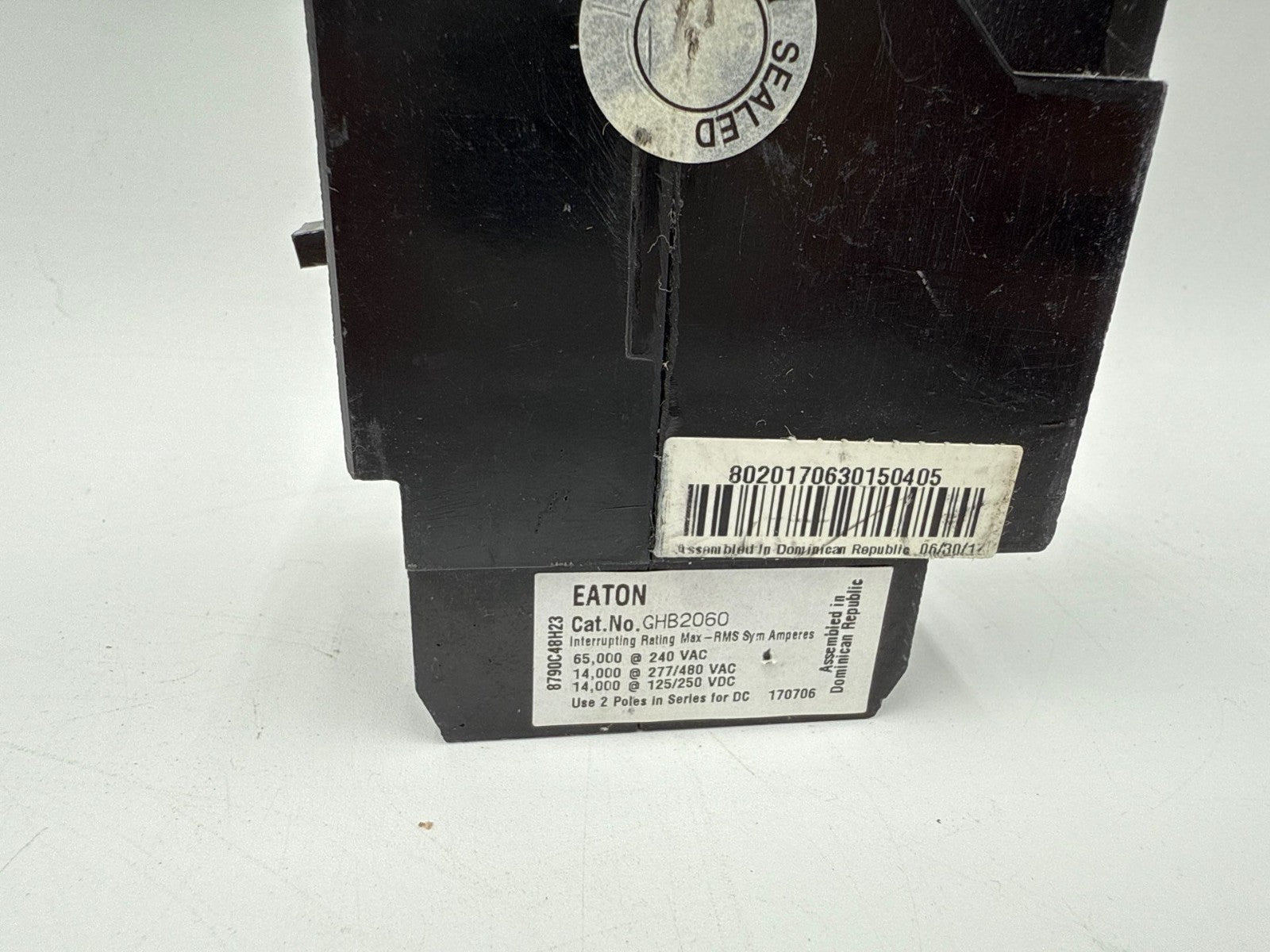 Eaton GHB2060 Bolt On Circuit Breaker 60A 277/480V 2P GHB 60 Amp 2 Pole Cutler Used