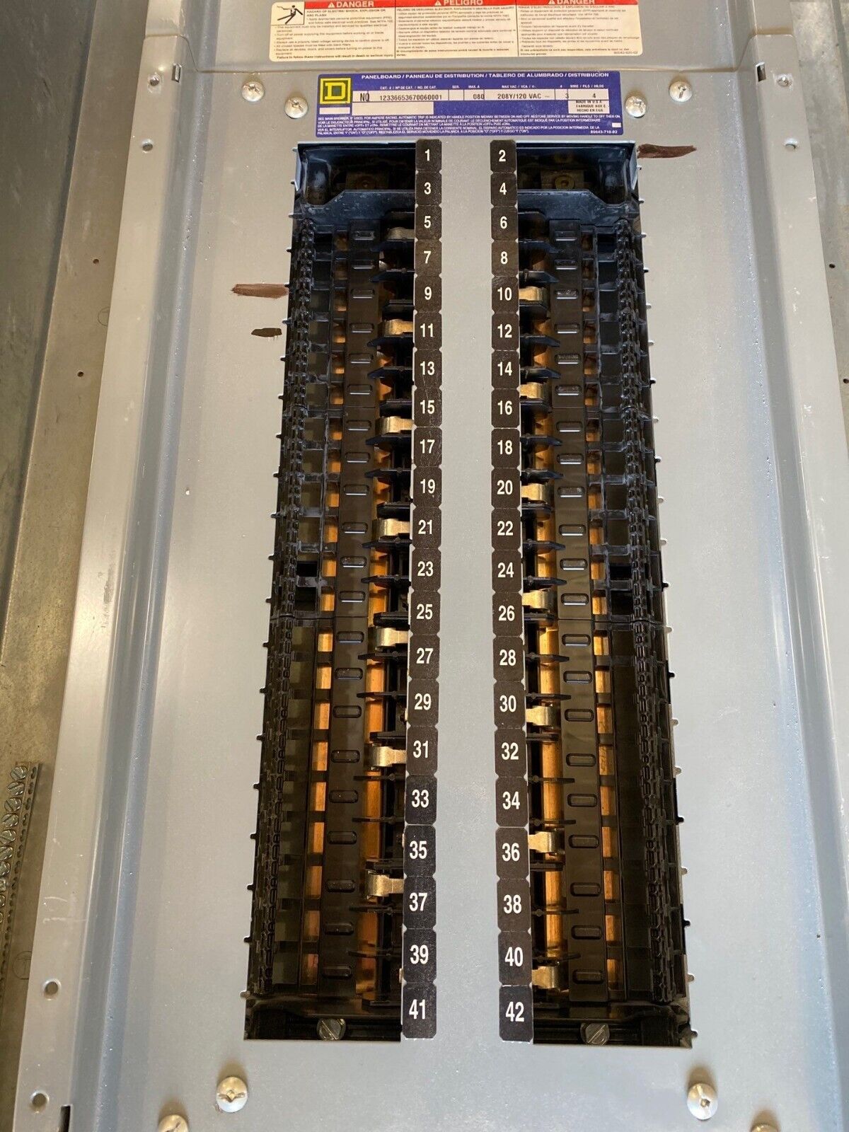 Square D NQ Panelboard 80A 208Y/120V 3PH 4W 42 Circuit Indoor Encl MCB QBL32080 P647 Used