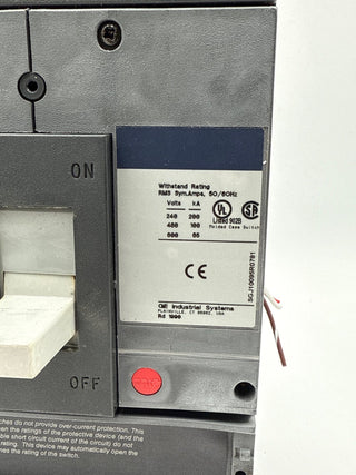 GE SGDA36AN0600 Circuit Breaker 600A 3P 600V SGDA 600 Amp 3 Pole Used