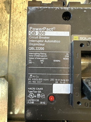 Square D NQOD Panelboard 200A 120/240V 1PH 3W 42 Cir Indoor Encl MCB QBL22200 P531 Used