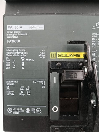 Square D FA36050 Used