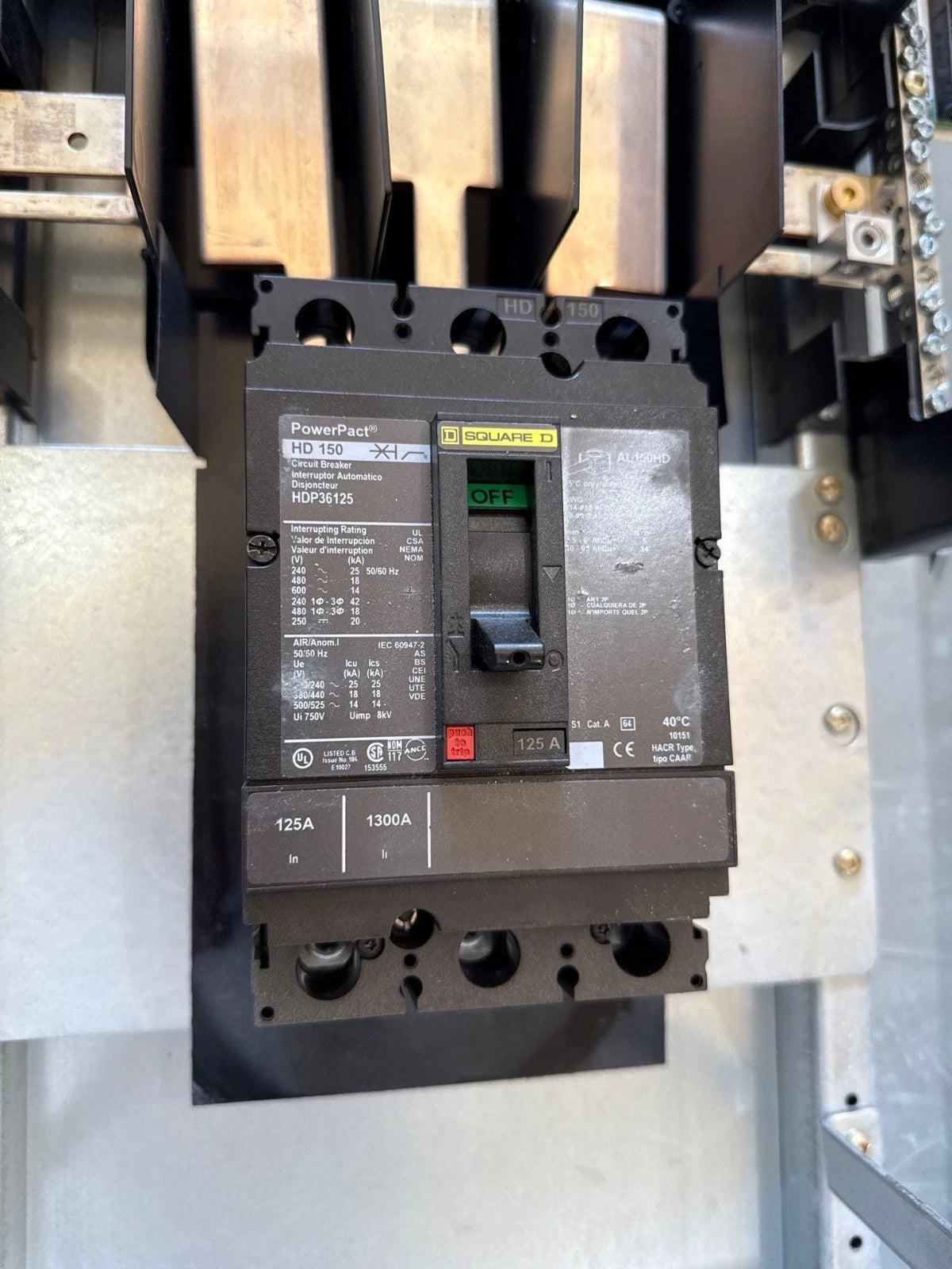 Square D NF Panelboard 125A 480/277V 3PH 4W 42 Cir MCB Panel 125 Amp HDP36125 Used