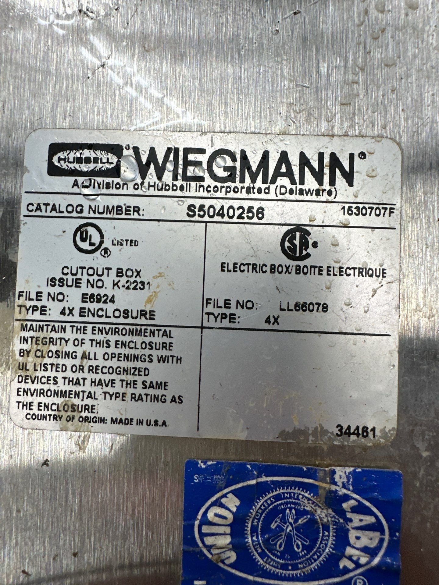 Eaton PRL4 Panelboard MLO S5040256 4X Enclosure