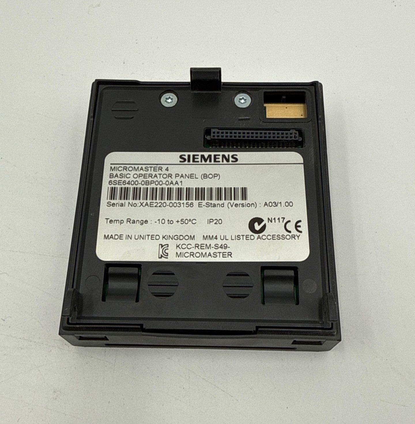 Siemens 6SE6400-0PB00-0AA1 Basic Operator Panel MicroMaster 4 BOP Used