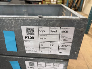 Square D NQOD Panelboard 250A 400A 208/120V 3PH 4W 42 Circuit Indoor Encl MCB P300 Used