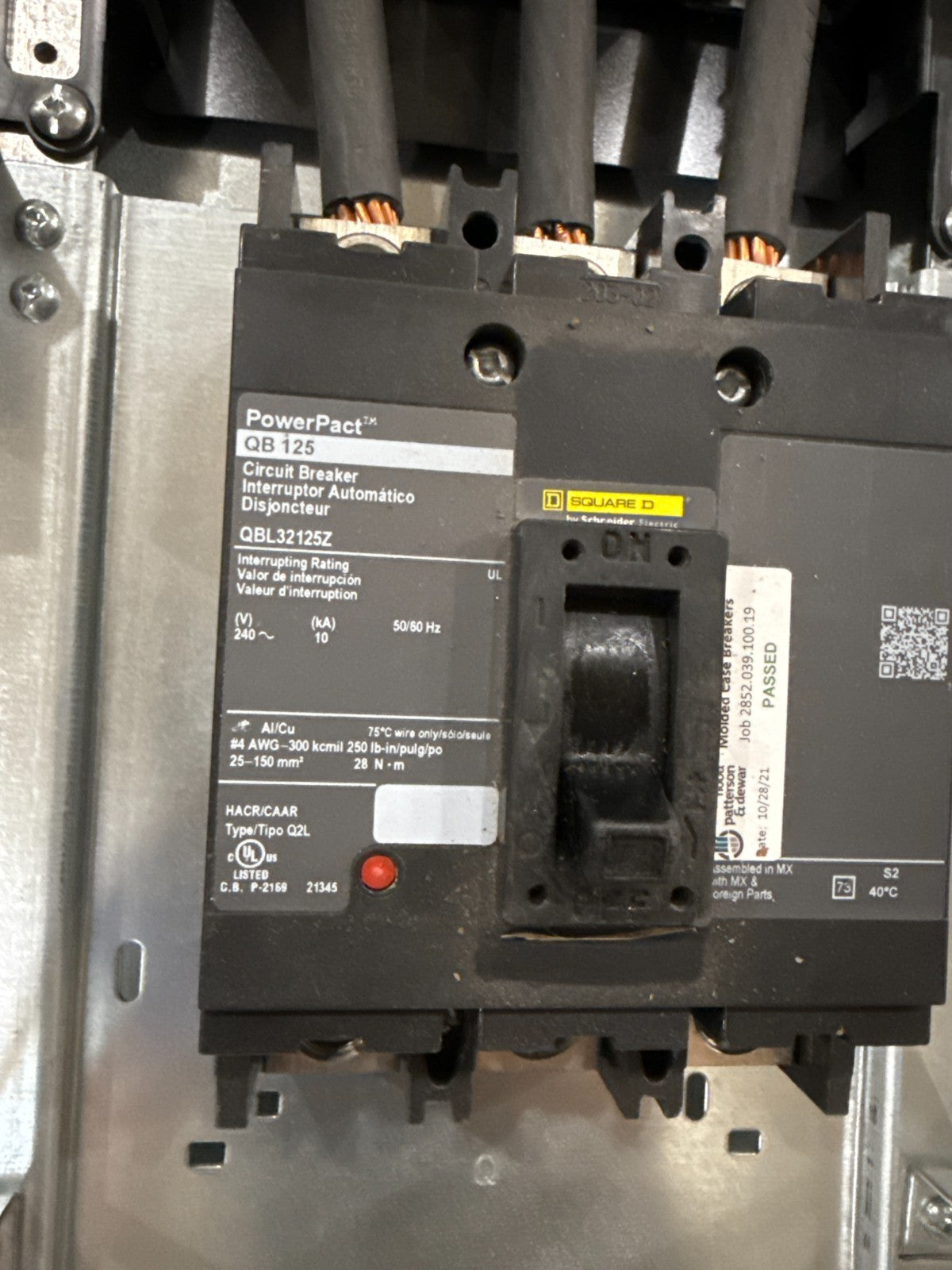 Square D NQ Panelboard 125A 208/120V 3PH 4W 30 Cir QBL32125 125 Amp MCB Panel Used