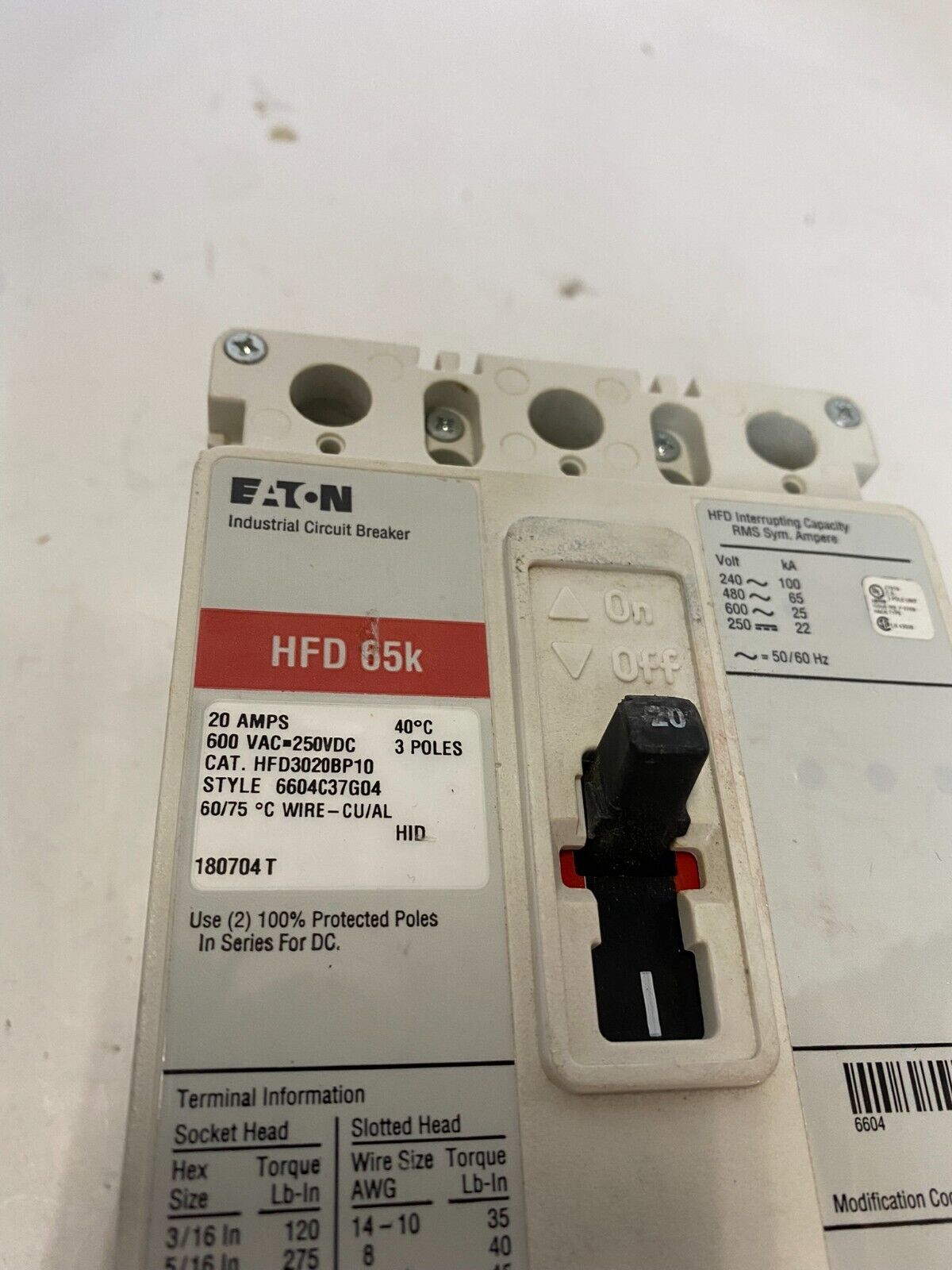 Eaton HFD3020BP10 Used