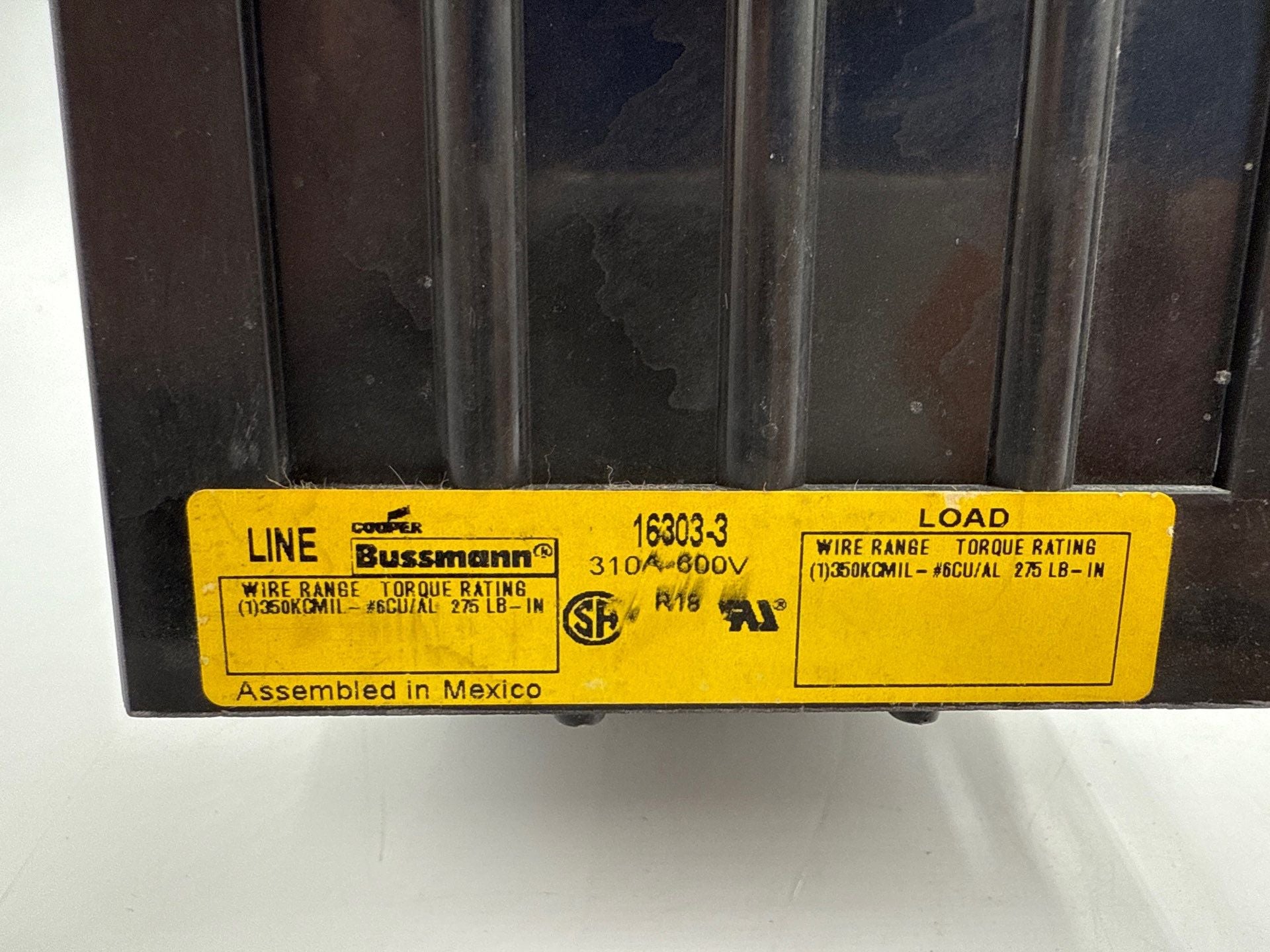 Bussmann 16303-3 Power Distribution Block 310A 3P 600 VAC/VDC New