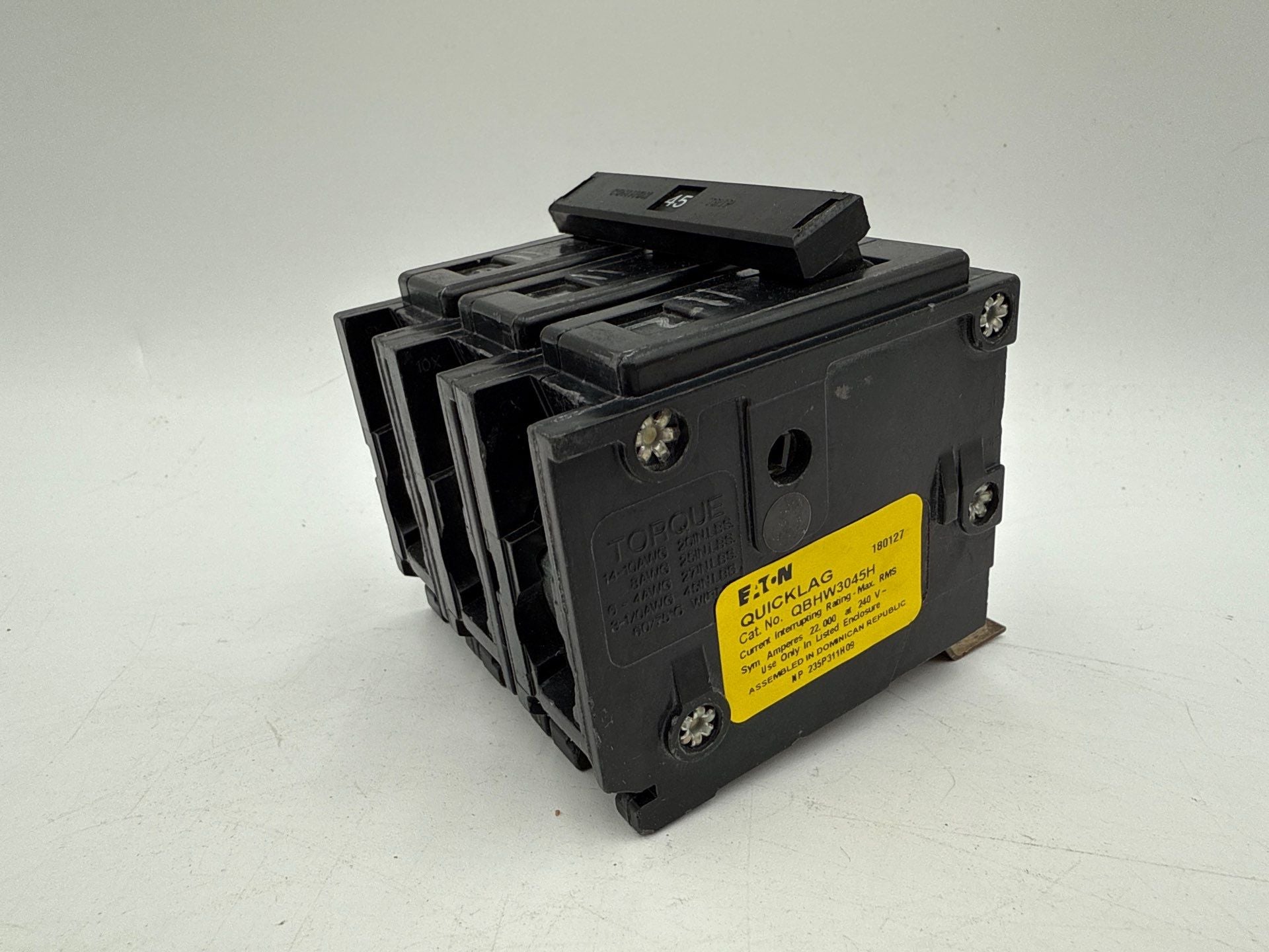 Eaton QBHW3045H Circuit Breaker 45A 3P 240V QBHW 22kA 45 Amp 3 Pole Bolt On Used