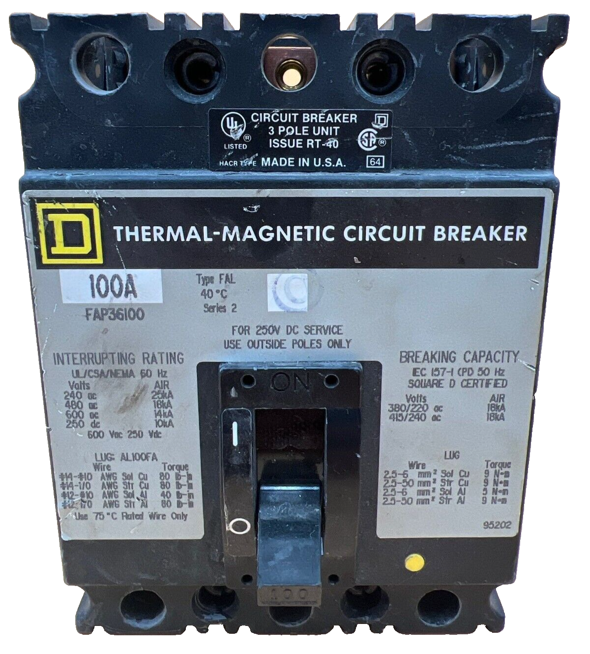 Square D FAP36100 Used