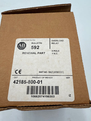 Allen Bradley 42185-800-01 Bulletin 592 Overload Relay 3 Pole 1NC New