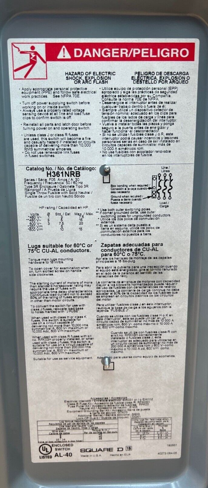 Square D H361NRB Used