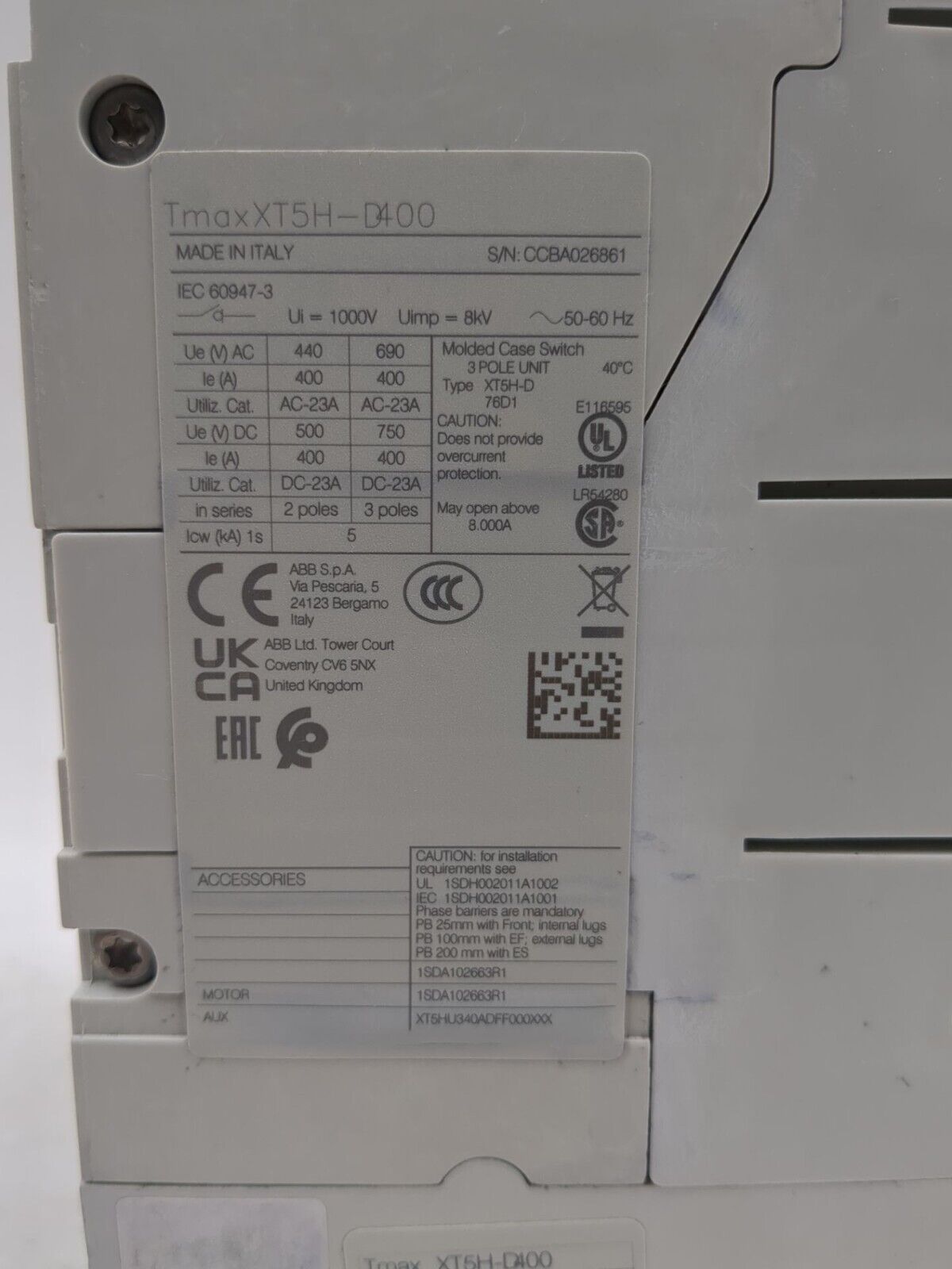 ABB XT5HU340ADFF000XXX New