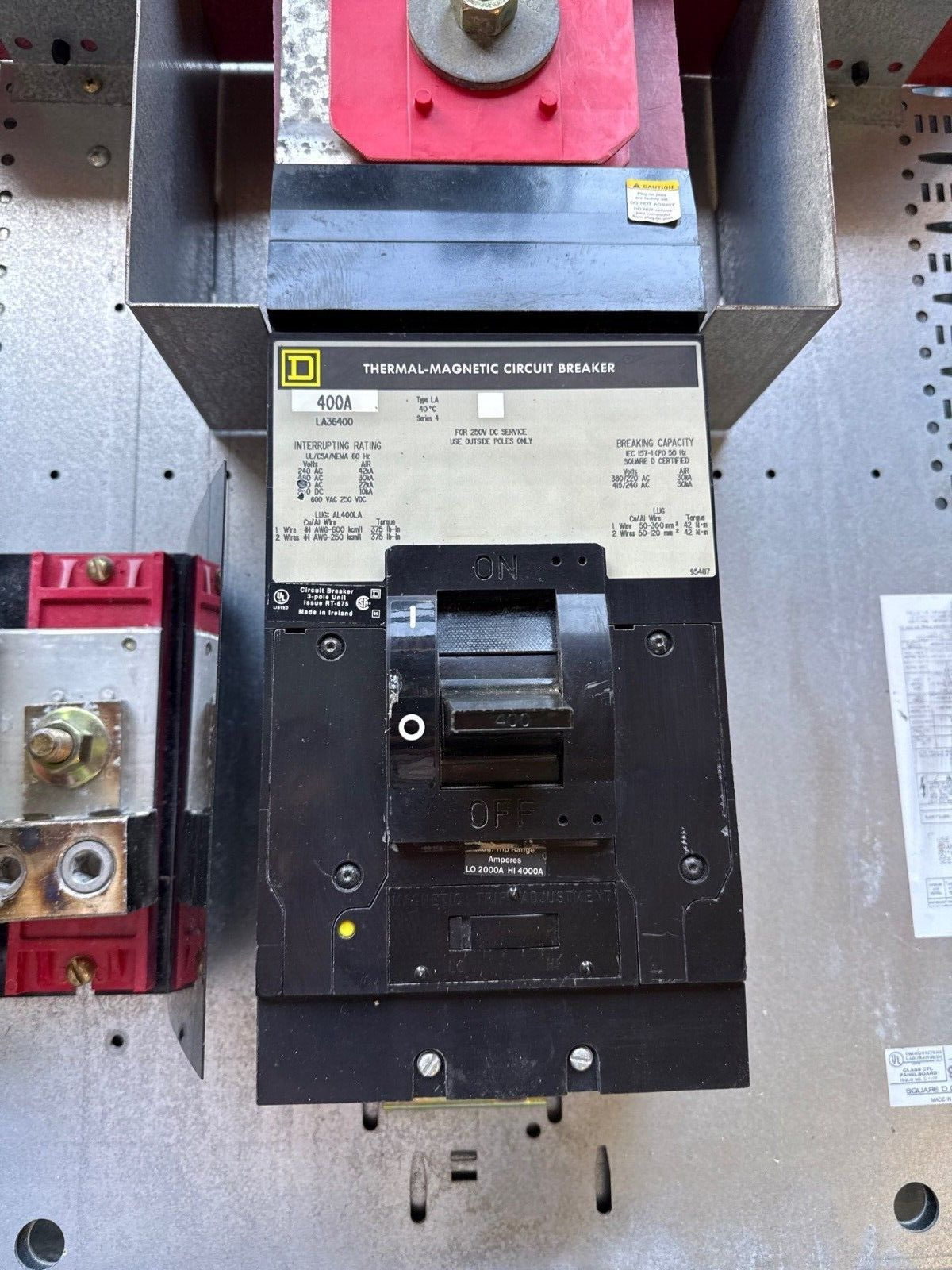 Square D I-Line Circuit Breaker 400A 480/277V 3PH 4W 18 Space MCB Main LA36400 Used